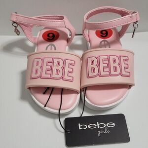 Bebe Girls Pink Sandals With A "B" Charm Size 6T